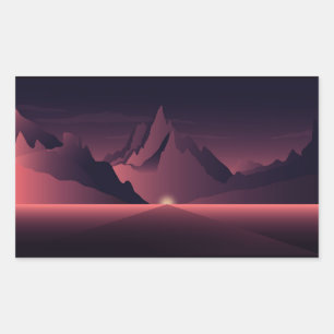 Sticker Rectangulaire Une illustration de coucher de soleil en montagne