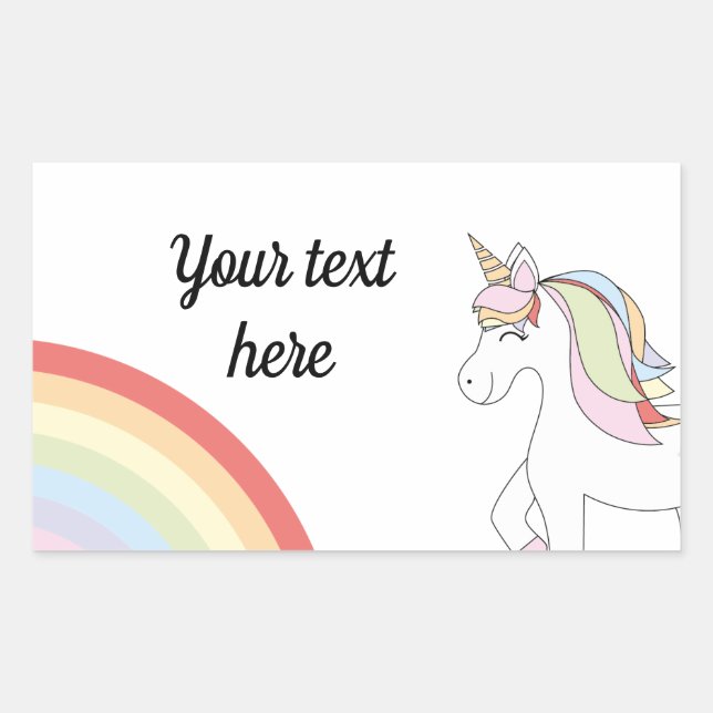 Sticker Rectangulaire Unicorn rainbow (Devant)