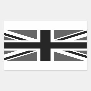 Sticker Rectangulaire Union Jack noire et grise