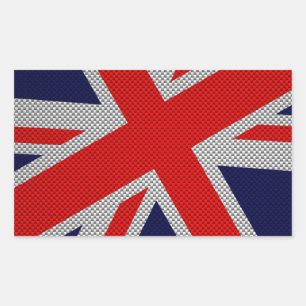 Sticker Rectangulaire Union Jack sur l'impression en fibre de carbone