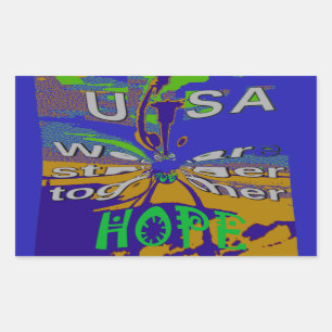 Sticker Rectangulaire United USA Hope Stronge Together