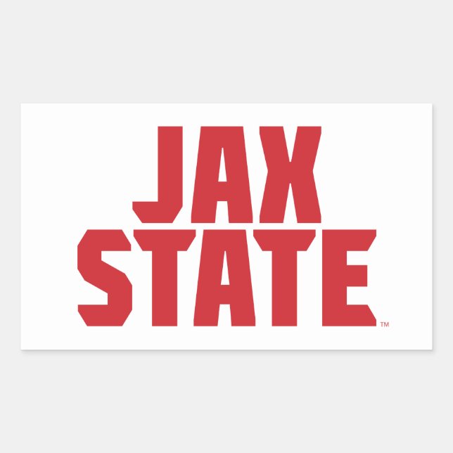 Sticker Rectangulaire Université d'État de Jacksonville JAX STATE Rouge  (Devant)