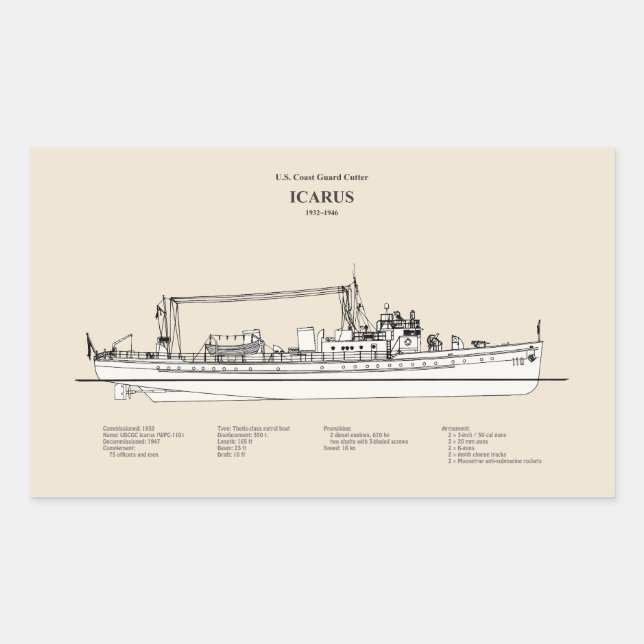 Sticker Rectangulaire USCG Cutter Icarus wpc-110 - SBD (Devant)