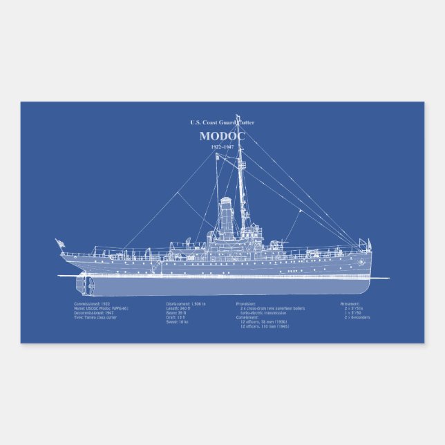 Sticker Rectangulaire USCG Cutter Modoc wpg-46 - ABD (Devant)