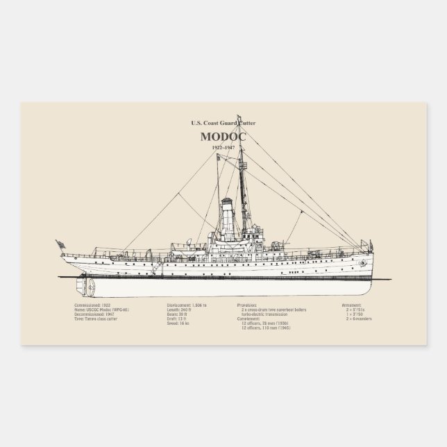 Sticker Rectangulaire USCG Cutter Modoc wpg-46 - SBD (Devant)