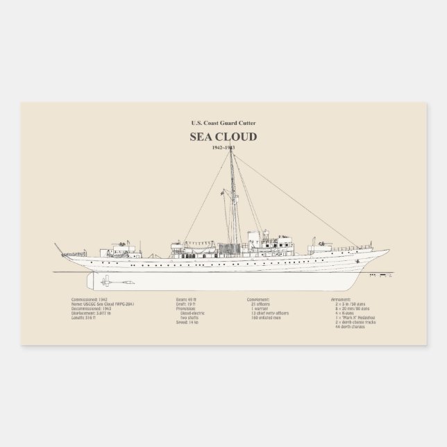 Sticker Rectangulaire USCG Cutter Sea Cloud wpg-284 - SBD (Devant)