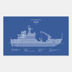 Sticker Rectangulaire USCG Cutter Spar wlb-206 - ABD
