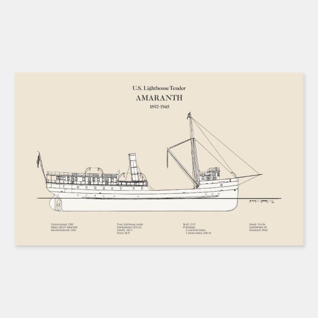 Sticker Rectangulaire USCG Lighthouse Tender Amaranth - SBD (Devant)