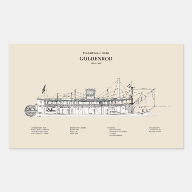 Sticker Rectangulaire USCG Lighthouse Tender Goldenrod - SBD (Devant)