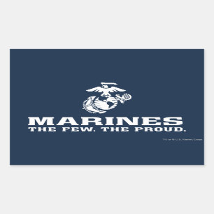 Sticker Rectangulaire Usmc les peu le logo fier empilé - blanc