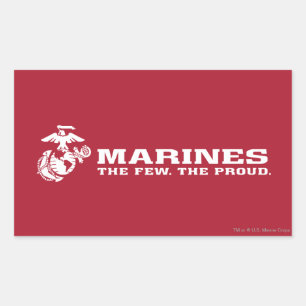 Sticker Rectangulaire USMC Les rares Logo Fiers - Blanc