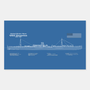 Sticker Rectangulaire USS Vesuvius - Plan de plan d'expédition ABD