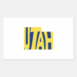 Sticker Rectangulaire Utah Nom de l'État Mot Art Jaune