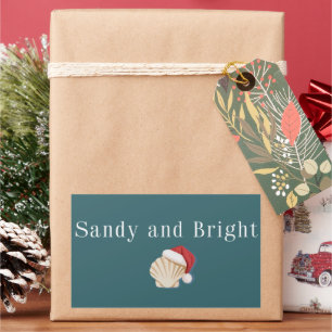 Sticker Rectangulaire Vacances de Noël à la plage Sableux et brillant Co
