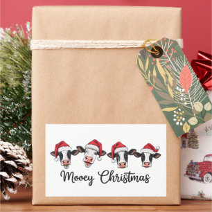Sticker Rectangulaire Vaches de Noël mignonnes Meuh Xmas Génisse Vache d
