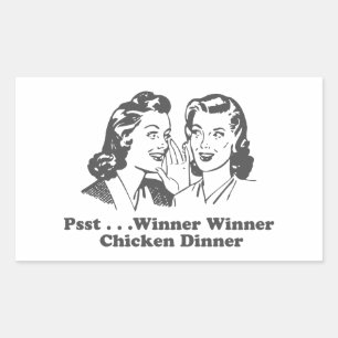 Sticker Rectangulaire Vainqueur Dîner de poulet Dîner Drôle