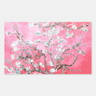 Sticker Rectangulaire Van Gogh Almond Blossoms rose Bleu