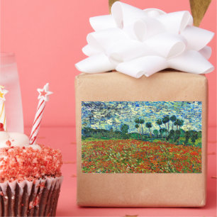 Sticker Rectangulaire Van Gogh - Poppy Field, célèbre peinture,