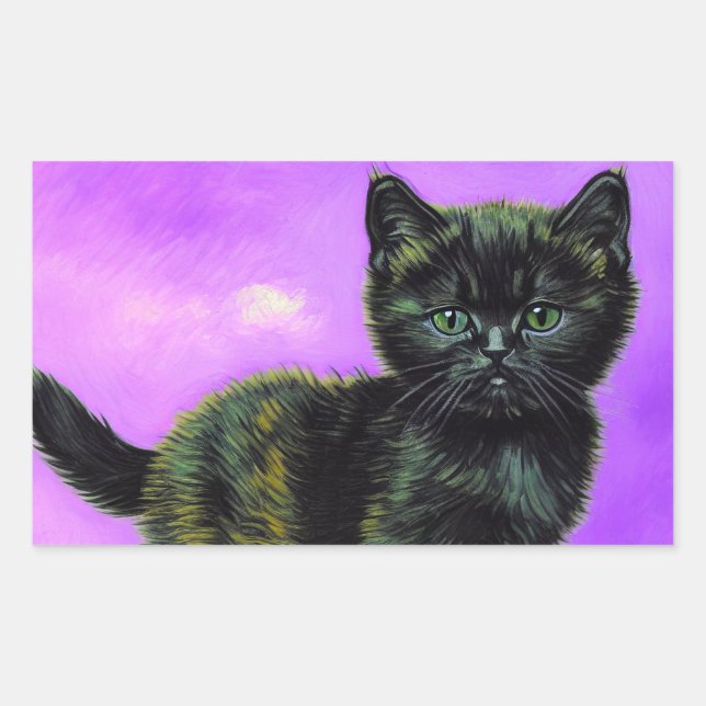 Sticker Rectangulaire Van Gogh Style Cat (Devant)