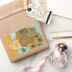 Sticker Rectangulaire Vase avec douze tournesols par Vincent van Gogh