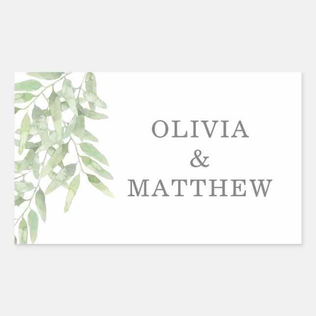 Sticker Rectangulaire Végétation Élégante Branche d'olivier. Mariage bot (Devant)