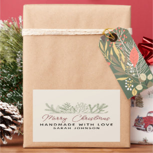 Sticker Rectangulaire Végétation hivernale Joyeux Noël fait main