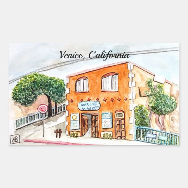 Sticker Rectangulaire Venise, Californie (Devant)