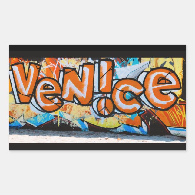 Sticker Rectangulaire Venise, Californie street art, graffiti, (Devant)