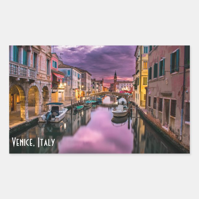 Sticker Rectangulaire Venise, Italie Canal Pittoresque & Architecture Vé (Devant)