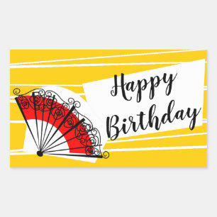 Sticker Rectangulaire Ventilateur espagnol Joyeux rectangle anniversaire