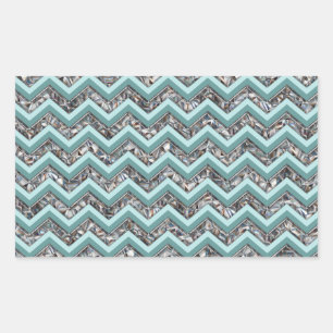 Sticker Rectangulaire Verre coupé foncé et Zigzag Turquoise