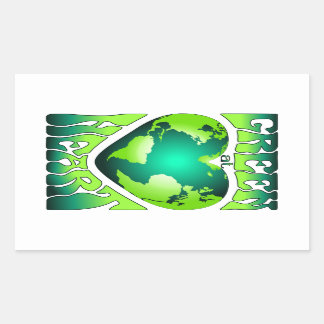 Sticker Rectangulaire VERT AU COEUR Éco écologique Rétro