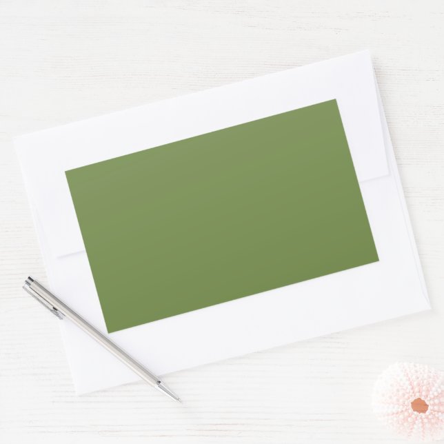 Sticker Rectangulaire Vert de thym uni de couleur solide (Enveloppe)