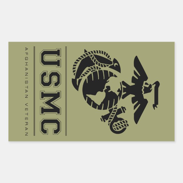 Sticker Rectangulaire Vétéran de l'USMC Afghanistan (Devant)