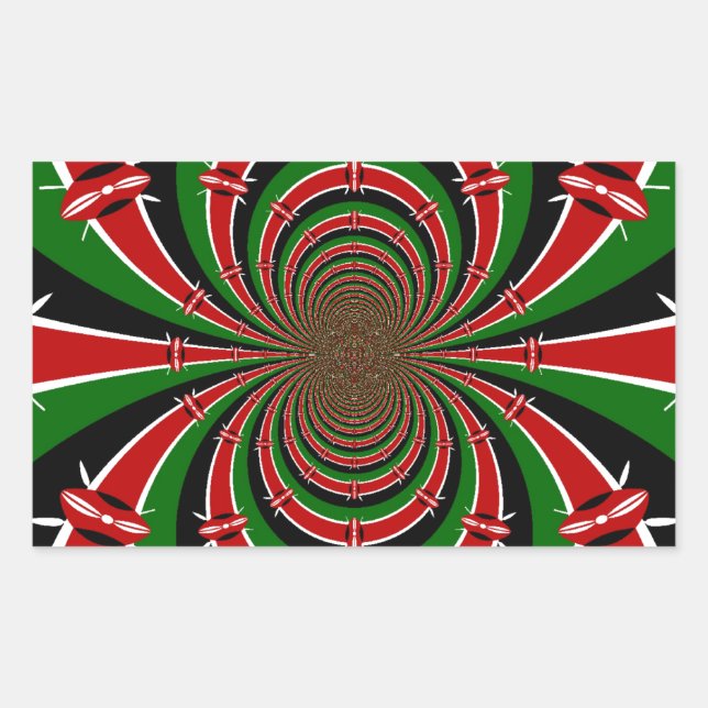 Sticker Rectangulaire Vibrant Kenya Vision : Drapeau kényan en miroir (Devant)