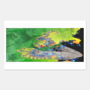 STICKER RECTANGULAIRE VIBRATIONS DE LA MATIÈRE, DAME EN FRACTALES JAUNE 