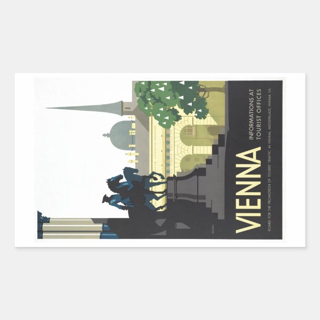 Sticker Rectangulaire Vienne Autriche - Vintage voyage (Devant)