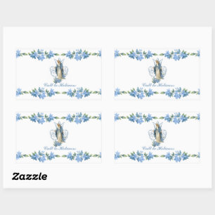 Sticker Rectangulaire Vierge Marie Catholique Florale Religieuse Vintage