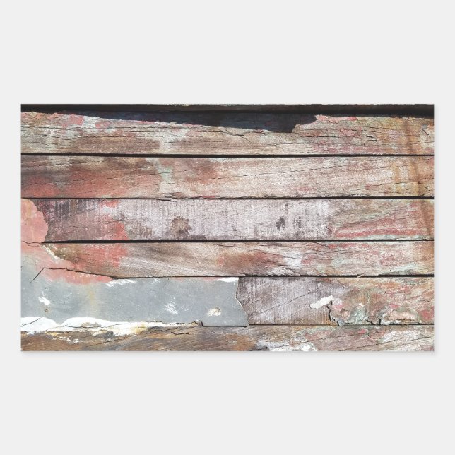 Sticker Rectangulaire Vieux bois rustique bateau en bois plank (Devant)