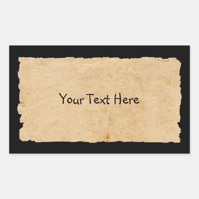 Sticker Rectangulaire Vieux papier en noir (Devant)