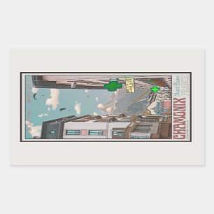 Sticker Rectangulaire Village de Chamonix (blanc)