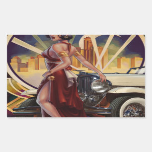 Sticker Rectangulaire Ville de moteur de Detroit, Michigan  