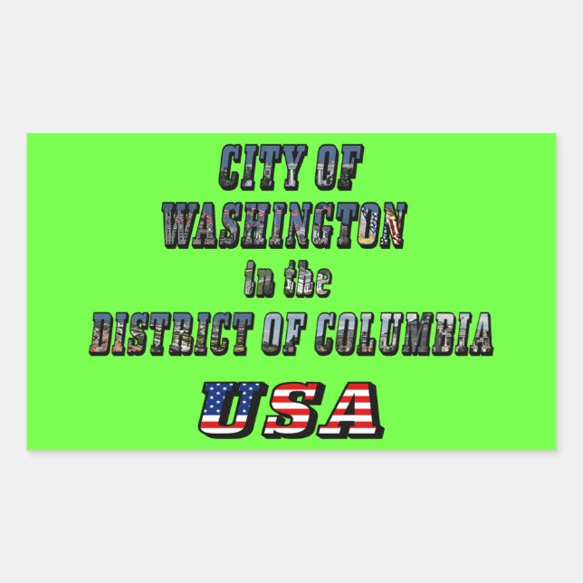 Sticker Rectangulaire Ville de Washington dans le district de Columbia U (Devant)