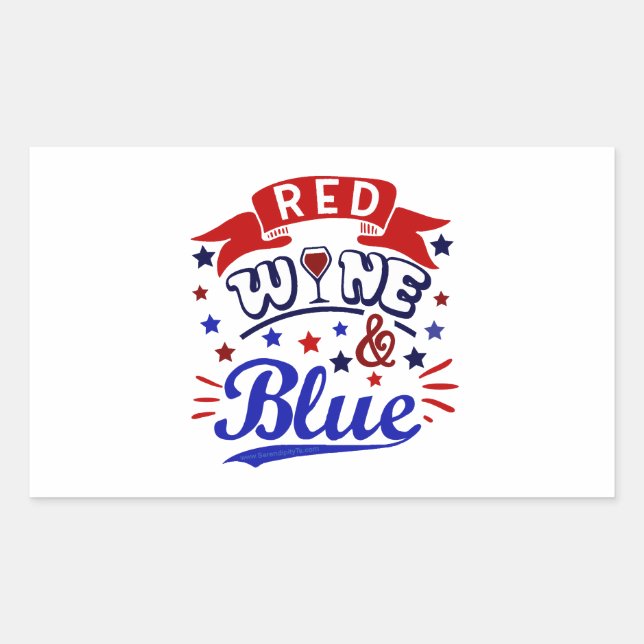 Sticker Rectangulaire Vin rouge et bleu (Devant)