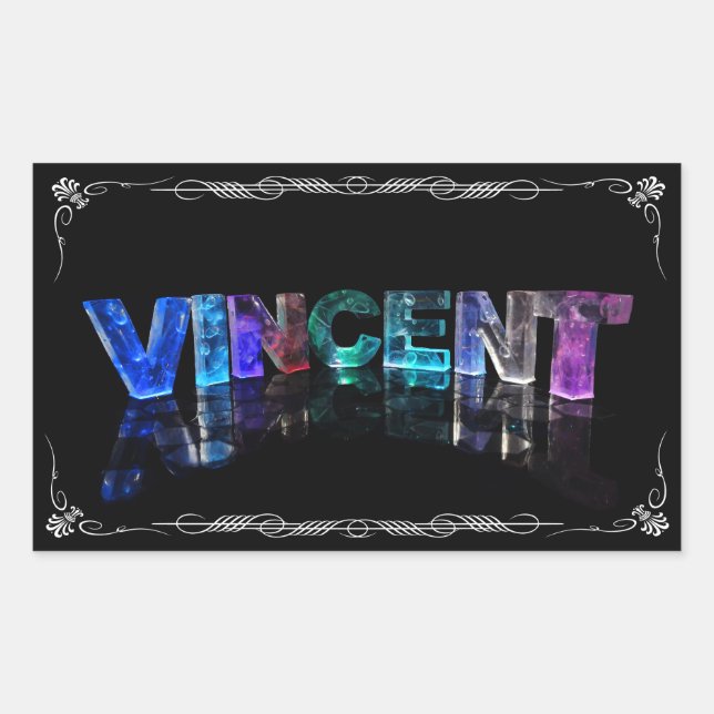 Sticker Rectangulaire Vincent - Le nom Vincent dans les lumières 3D (Pho (Devant)