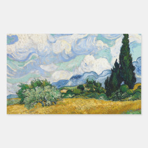 Sticker Rectangulaire Vincent van Gogh - Champ de blé avec cyprès