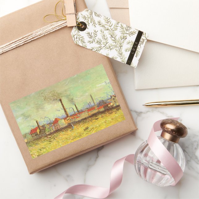 Sticker Rectangulaire Vincent van Gogh - Les usines à Asnieres (Cadeaux)