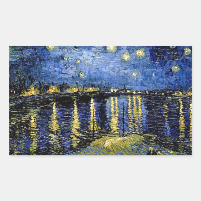 Sticker Rectangulaire Vincent Van Gogh Starry Night Over the Rhone 1888 (Devant)