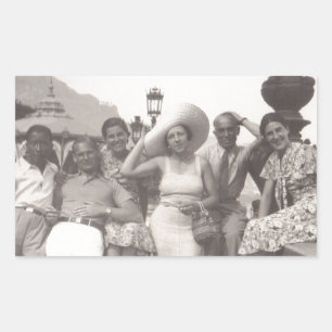 Sticker Rectangulaire Vintage affiche de voyage photo noir et blanc