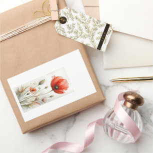 Sticker Rectangulaire Vintage Agritourisme Décor Rouge Poppy Jardin Fleu